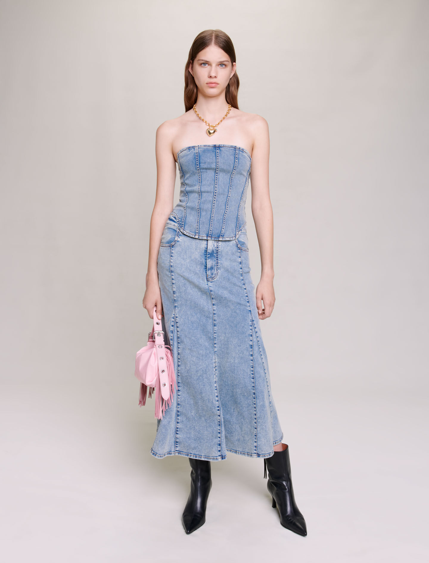 Mid-length dress Maje Blue size 36 FR in Denim - Jeans - 39039615